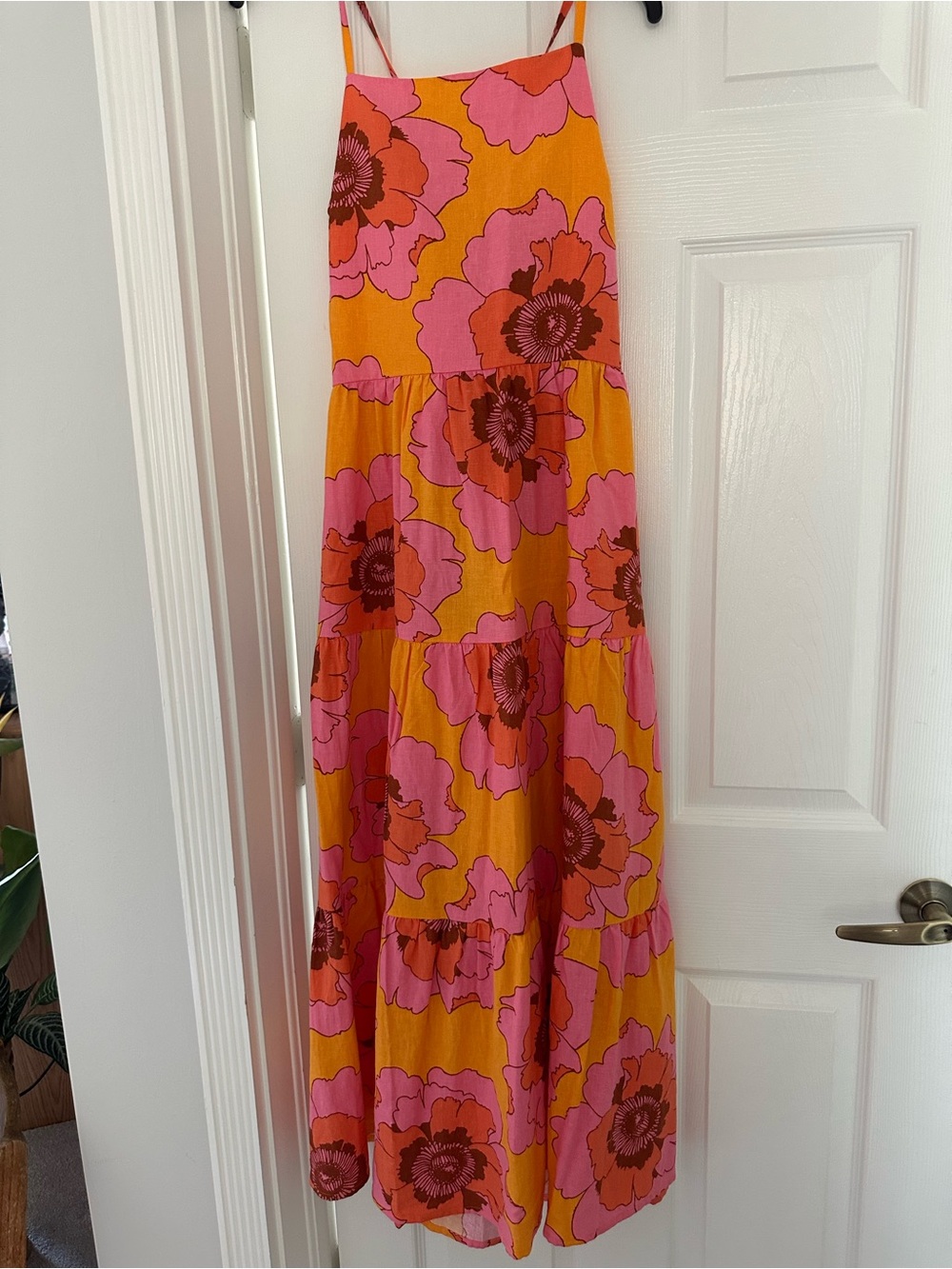 GAP Floral Tiered Maxi Dress in Pink & Orange
